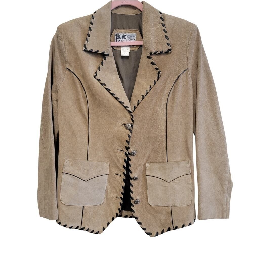 Vintage 70s Tan Suede Western Jacket Size S Boho Retro